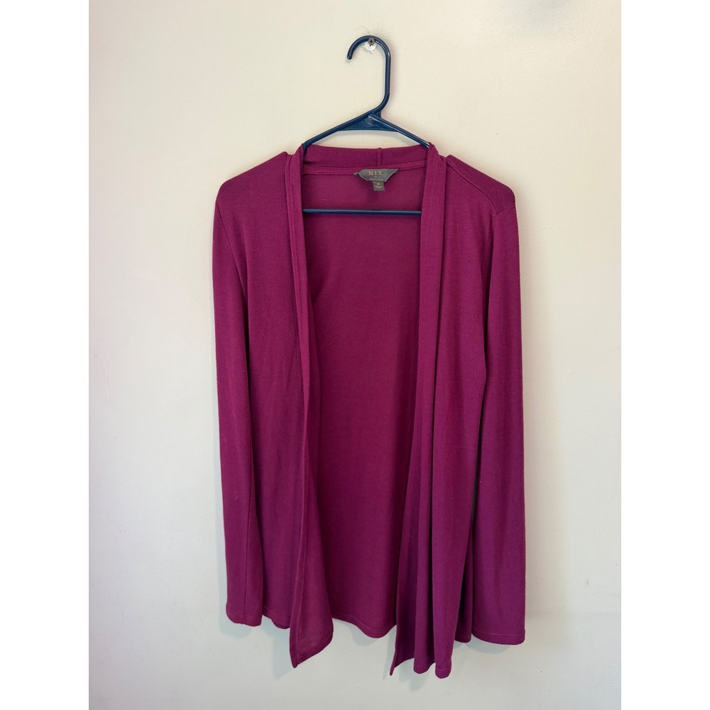 Mix by 41 Hawthorn Magenta Plum Open Front Cardigan Sweater WGS10273 Medium